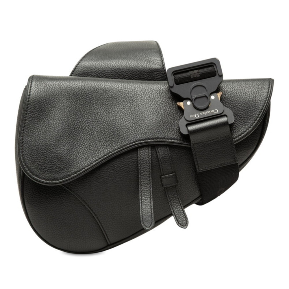 Christian Dior Dior Saddle Bag Crossbody Shoulder 09-BO-0139 Black Leather Wo...